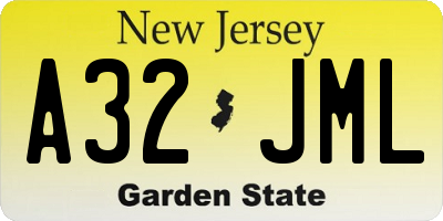 NJ license plate A32JML