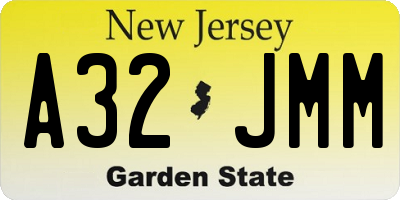 NJ license plate A32JMM