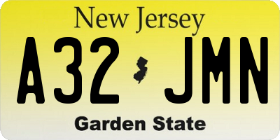 NJ license plate A32JMN