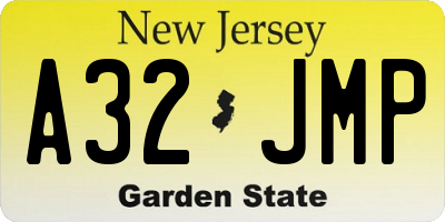 NJ license plate A32JMP