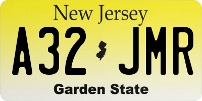 NJ license plate A32JMR