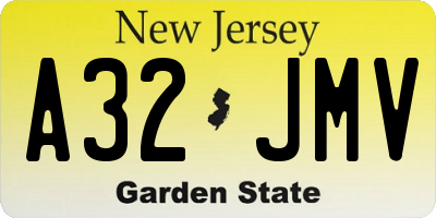 NJ license plate A32JMV