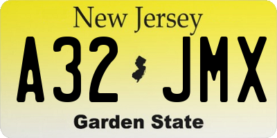 NJ license plate A32JMX
