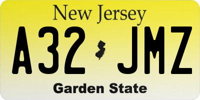 NJ license plate A32JMZ