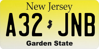NJ license plate A32JNB