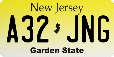NJ license plate A32JNG