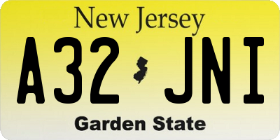 NJ license plate A32JNI