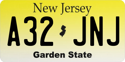 NJ license plate A32JNJ