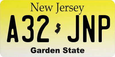 NJ license plate A32JNP