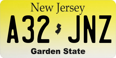 NJ license plate A32JNZ