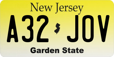 NJ license plate A32JOV