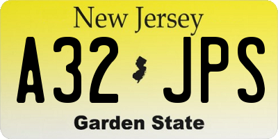 NJ license plate A32JPS