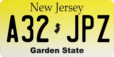 NJ license plate A32JPZ