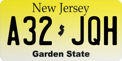NJ license plate A32JQH