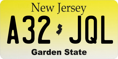 NJ license plate A32JQL