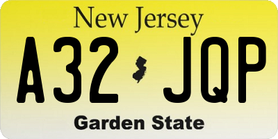 NJ license plate A32JQP