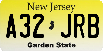 NJ license plate A32JRB