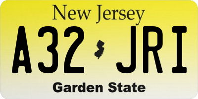 NJ license plate A32JRI