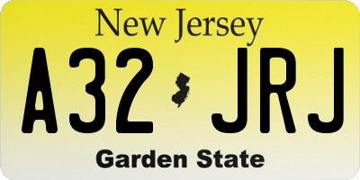 NJ license plate A32JRJ