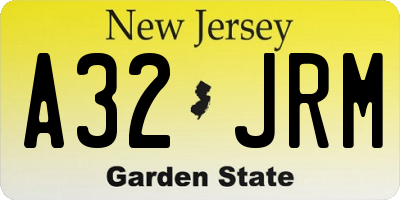 NJ license plate A32JRM