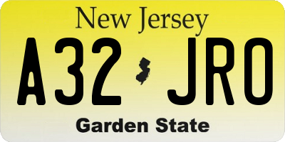 NJ license plate A32JRO