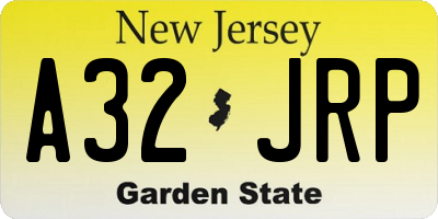 NJ license plate A32JRP