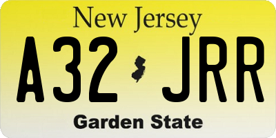 NJ license plate A32JRR