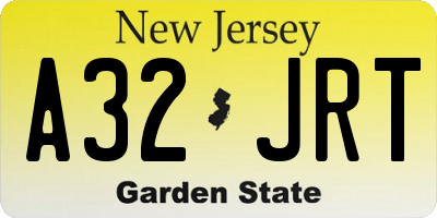 NJ license plate A32JRT