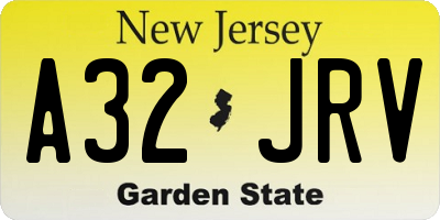 NJ license plate A32JRV