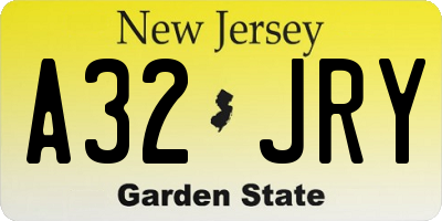 NJ license plate A32JRY