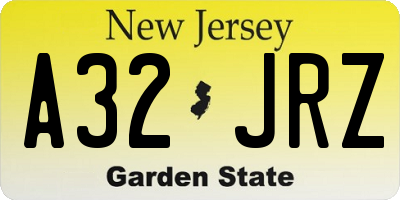 NJ license plate A32JRZ