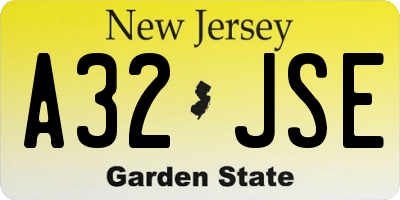 NJ license plate A32JSE