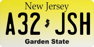 NJ license plate A32JSH