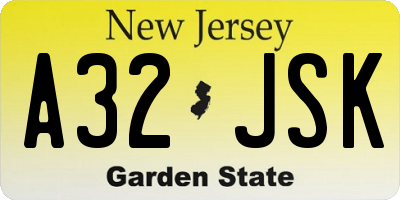 NJ license plate A32JSK