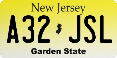NJ license plate A32JSL