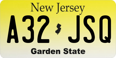 NJ license plate A32JSQ