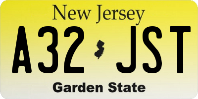 NJ license plate A32JST