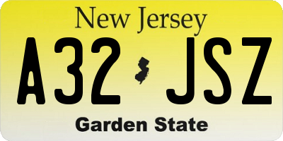 NJ license plate A32JSZ