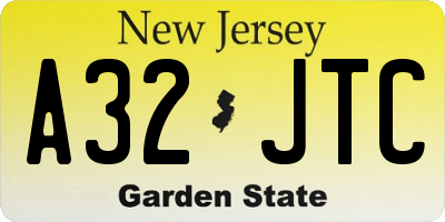NJ license plate A32JTC