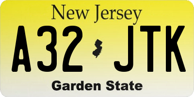 NJ license plate A32JTK