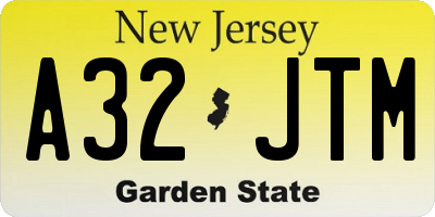 NJ license plate A32JTM