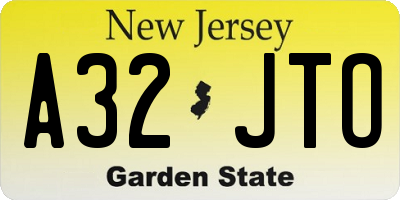 NJ license plate A32JTO
