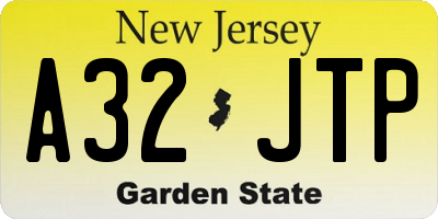 NJ license plate A32JTP