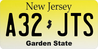 NJ license plate A32JTS