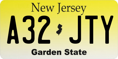 NJ license plate A32JTY