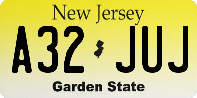 NJ license plate A32JUJ