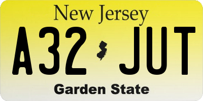 NJ license plate A32JUT