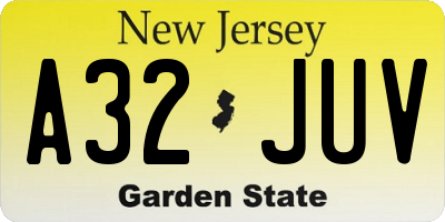 NJ license plate A32JUV