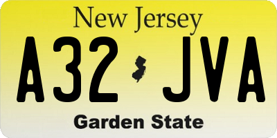 NJ license plate A32JVA