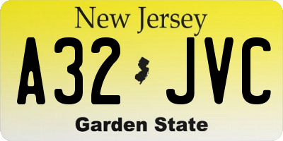 NJ license plate A32JVC